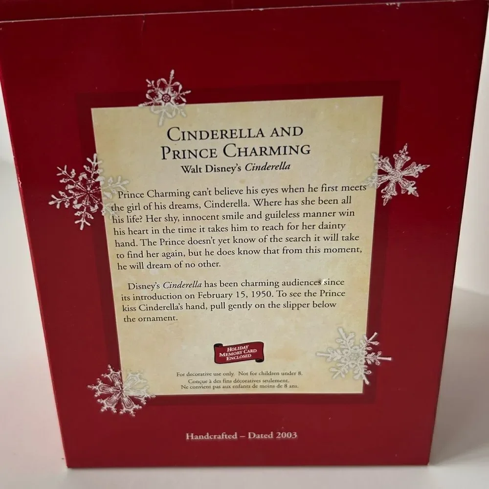 Hallmark vintage 2003 Cinderella and Prince Charming Disney ornament New